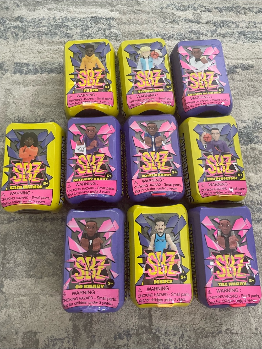 SBZ Series Collectible Mini Figures - Purple & Yellow Tins (Set of 10)